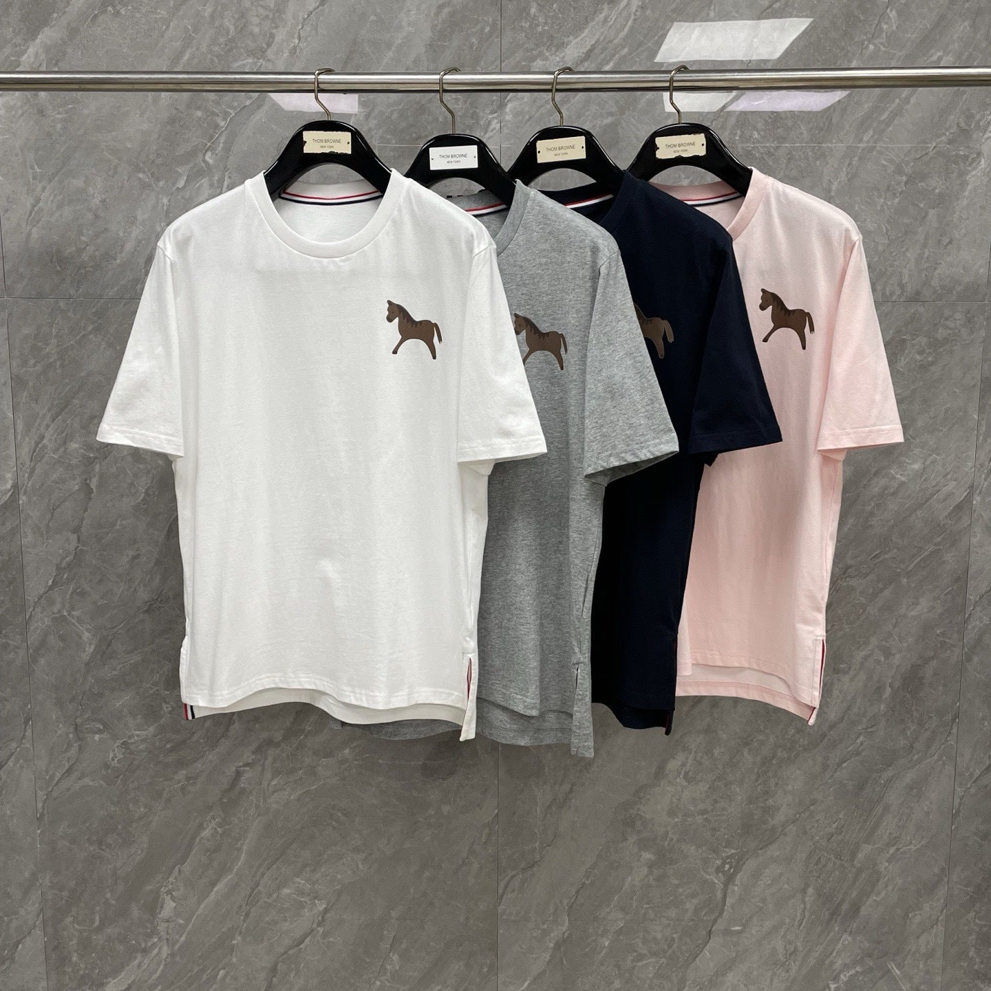 Four-Bar Crew Neck Short Sleeve T-Shirt THOM TREND