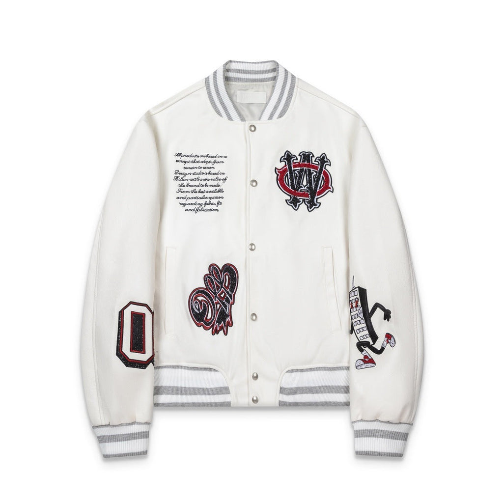 Embroidered Varsity Jacket Light Luxury Station