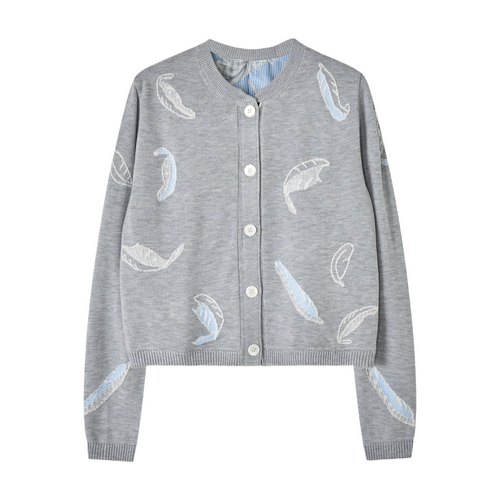 2025SS Feather intarsia cardigan THOM TREND