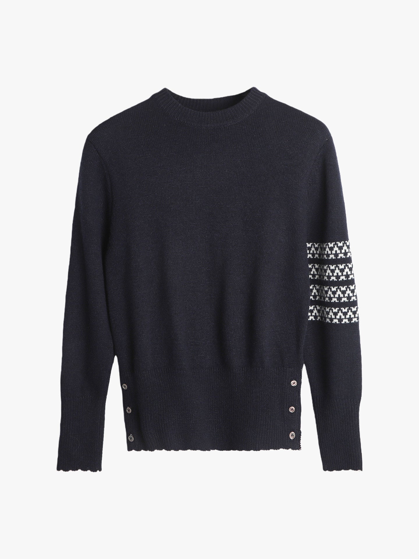 Men's Four-Stripe Crew Neck Knit Sweater THOM TREND