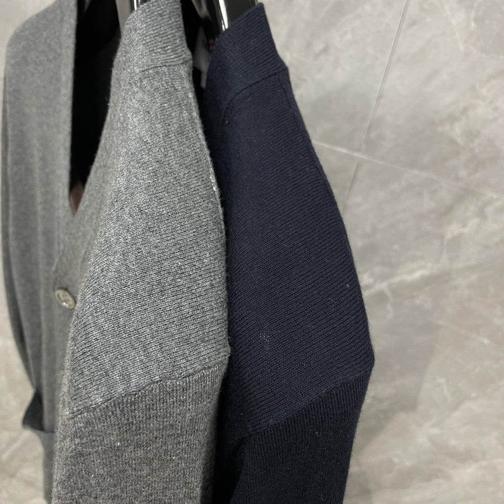 Tennis Racket Jacquard V-Neck Knit Cardigan THOM TREND