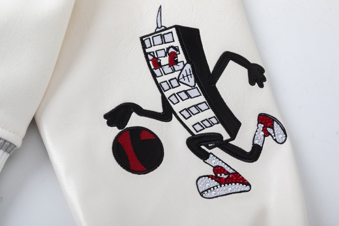 Embroidered Varsity Jacket Light Luxury Station