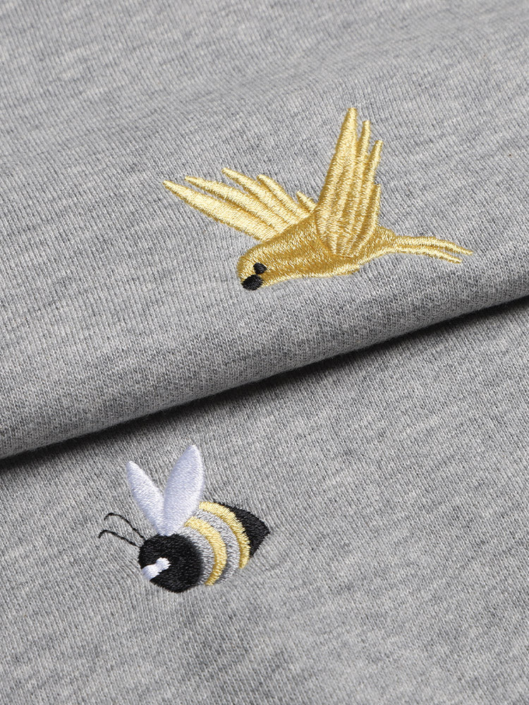 Bird and Bee Embroidered Zip-Up Hooded Cardigan£¨¸±±¾£© THOM TREND