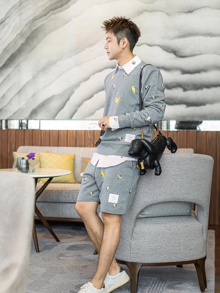 Bird and Bee Embroidered Zip-Up Hooded Cardigan£¨¸±±¾£© THOM TREND
