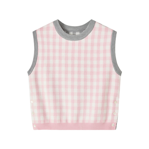 2025SS  Colorblock plaid vest THOM TREND