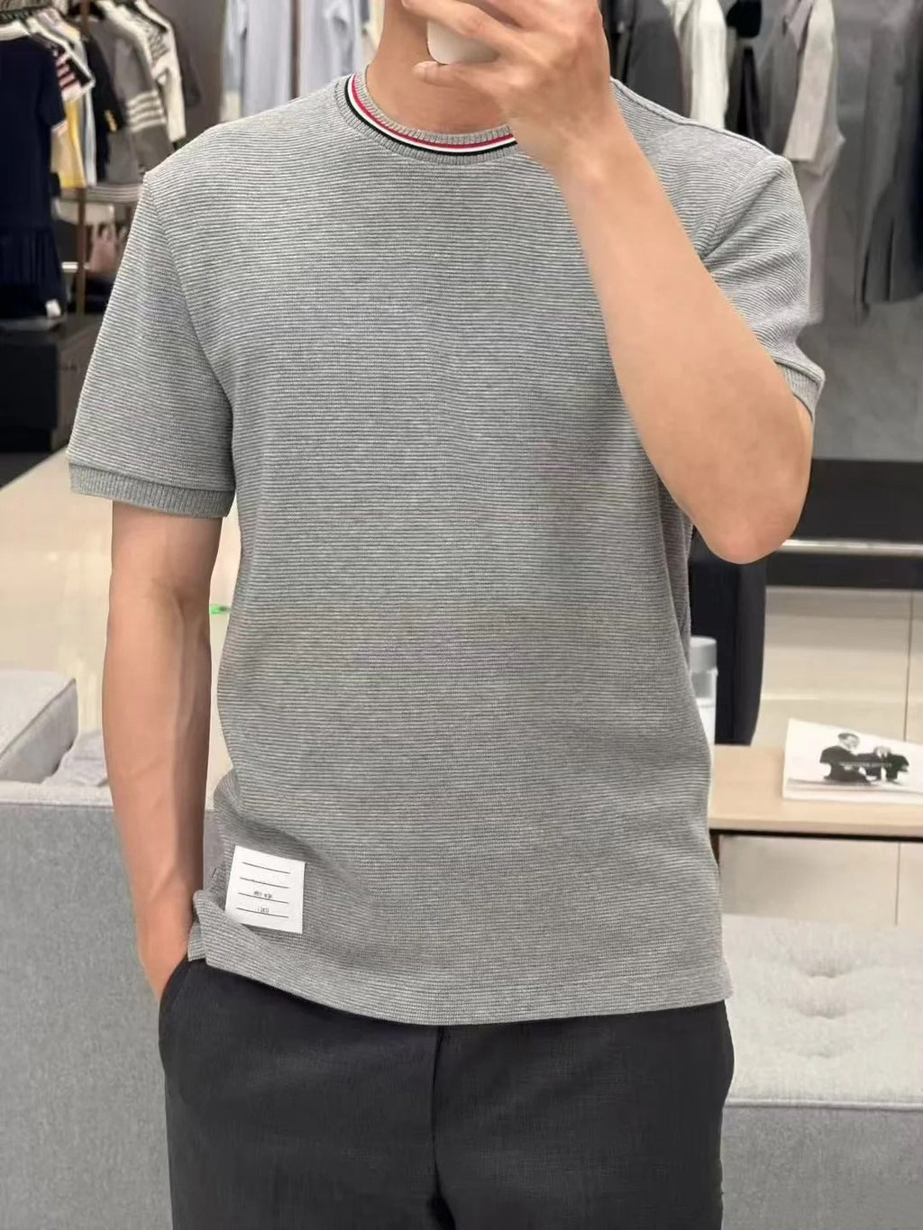 Men's Water Ripple Crew Neck T-Shirt THOM TREND