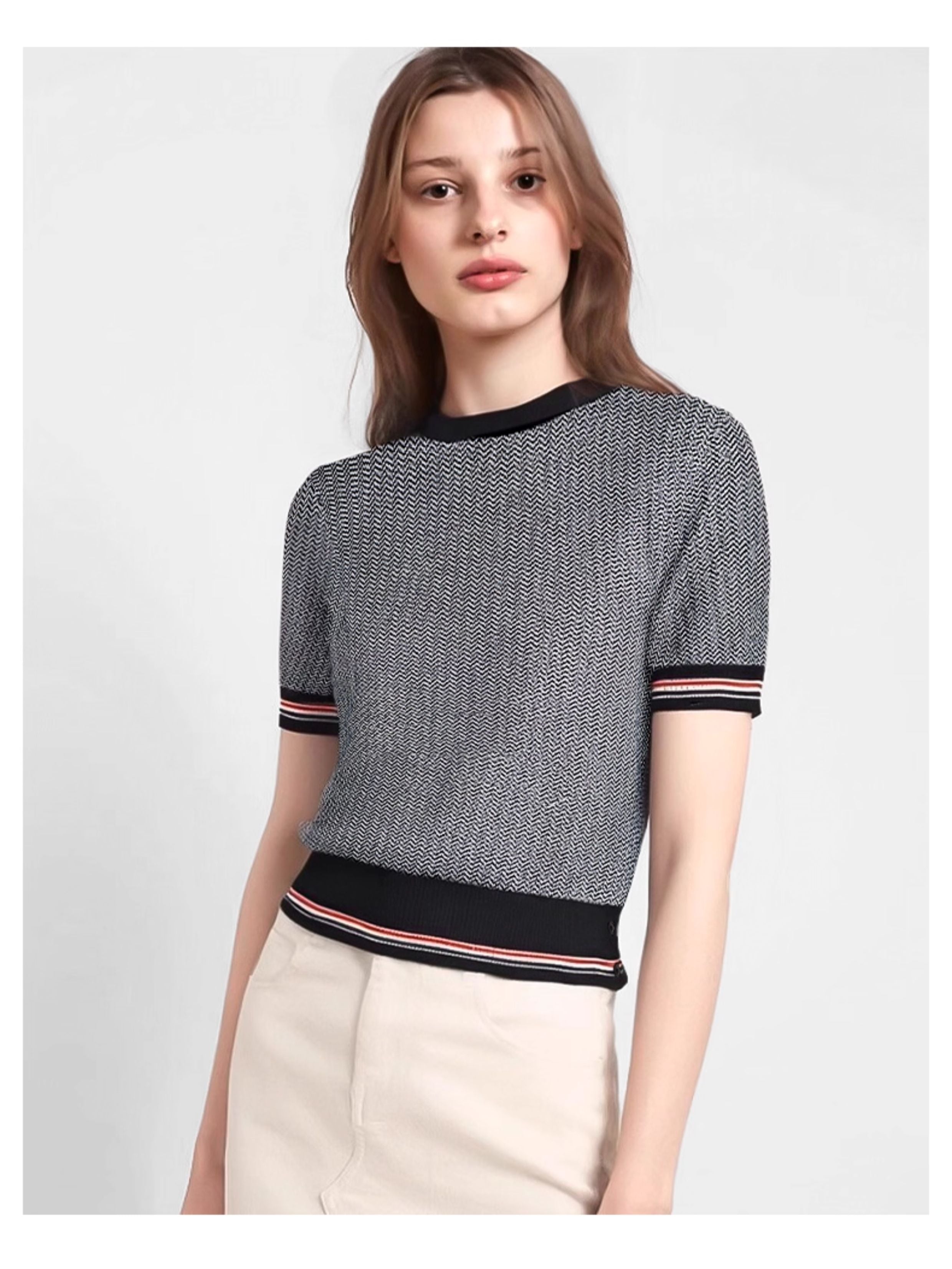 2025SS herringbone pattern T-shirt THOM TREND