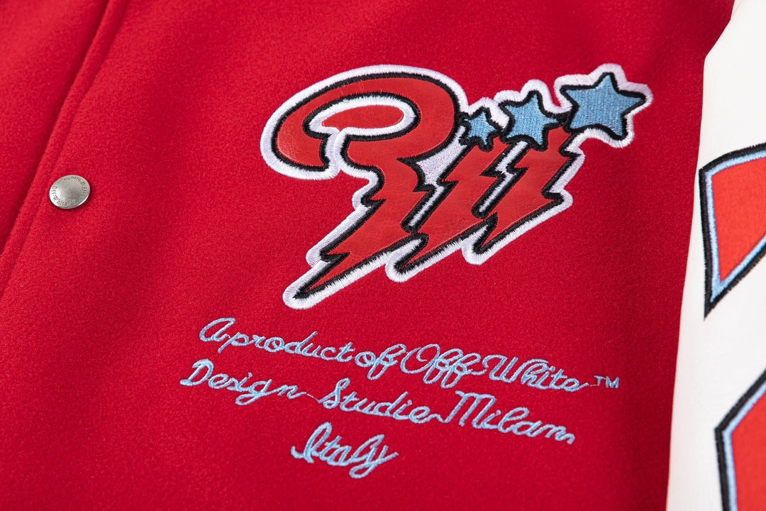 Embroidered Varsity Jacket Light Luxury Station