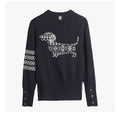 Men's Four-Stripe Crew Neck Knit Sweater THOM TREND