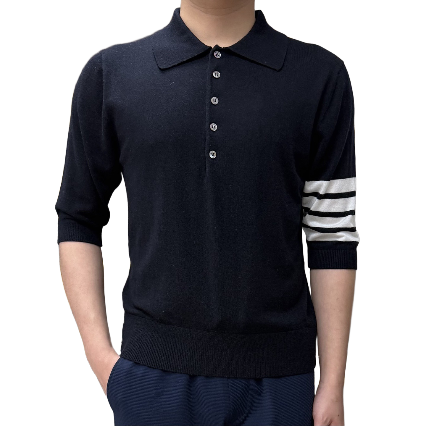 Four-Bar Polo Collar Short Sleeve Shirt THOM TREND