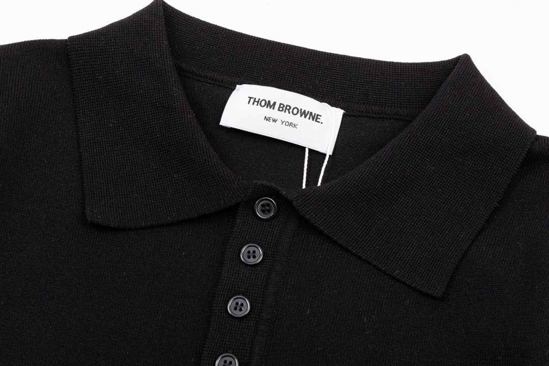 2026SSS Color-Block Knit Polo Shirt THOM TREND