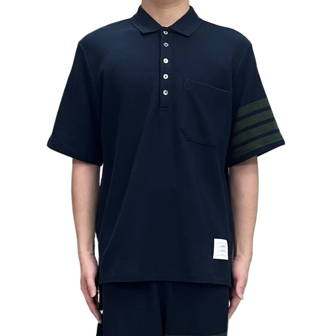 Men's Honeycomb Piqu¨¦ Lapel T-Shirt THOM TREND