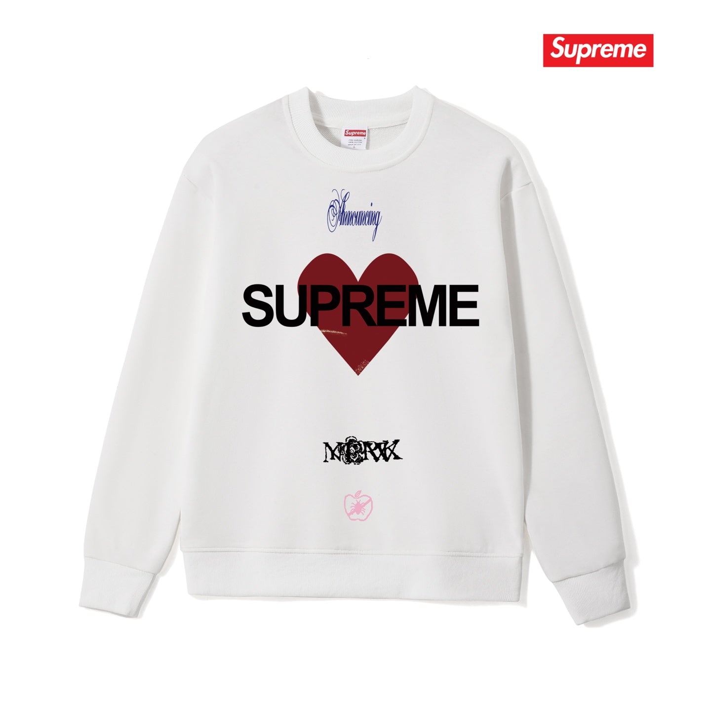 Heart Print Crew Neck Sweatshirt THOM TREND