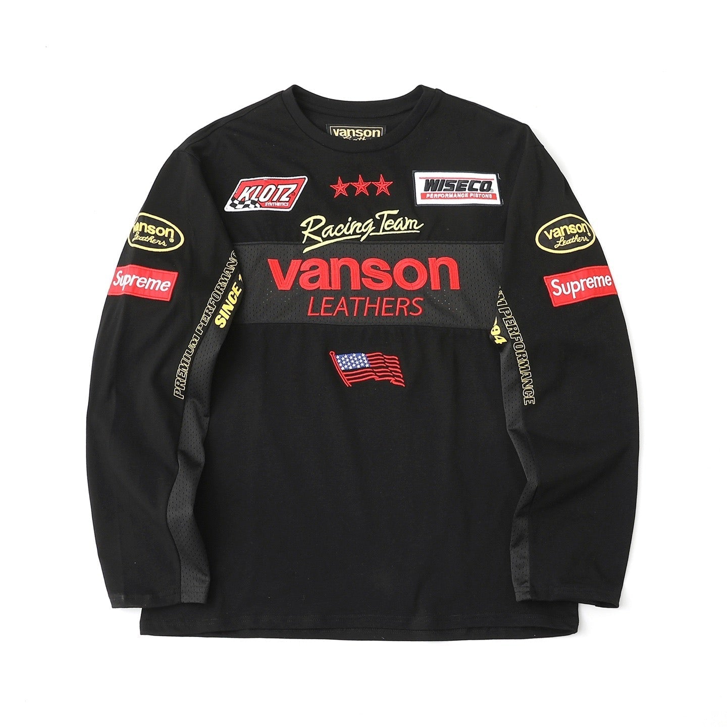 Mesh Panel Embroidered Long Sleeve Tee THOM TREND