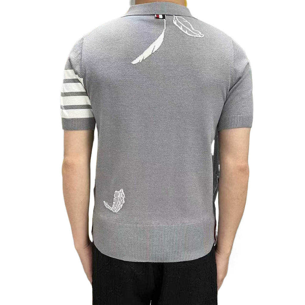 2025 SS  Men's Feather Leaf POLO Short Sleeve THOM TREND