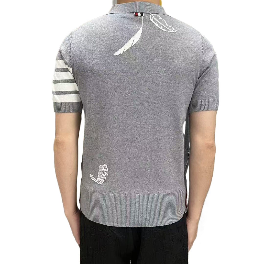 2025 SS  Men's Feather Leaf POLO Short Sleeve THOM TREND