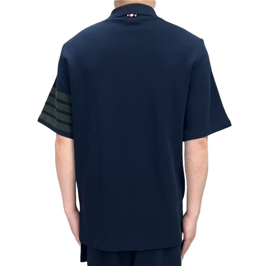 Men's Honeycomb Piqu¨¦ Lapel T-Shirt THOM TREND
