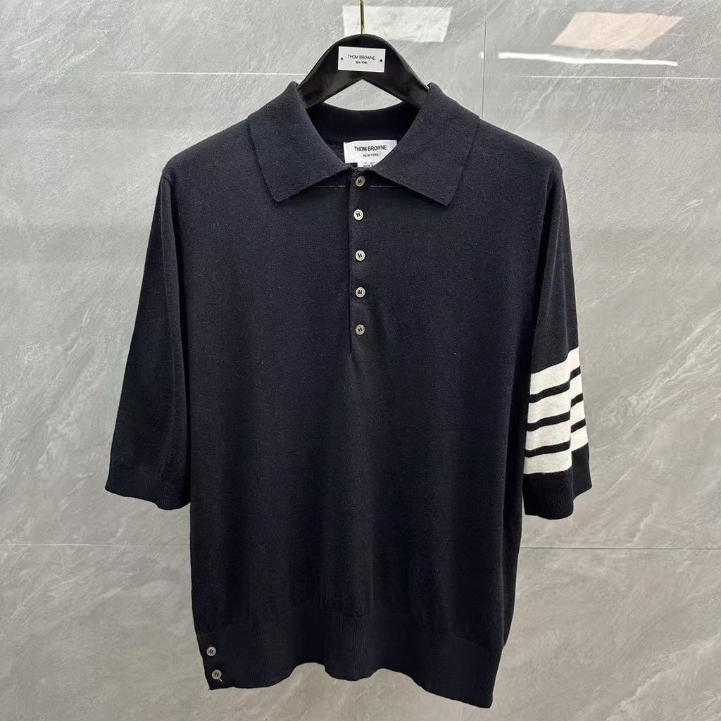 Four-Bar Polo Collar Short Sleeve Shirt THOM TREND