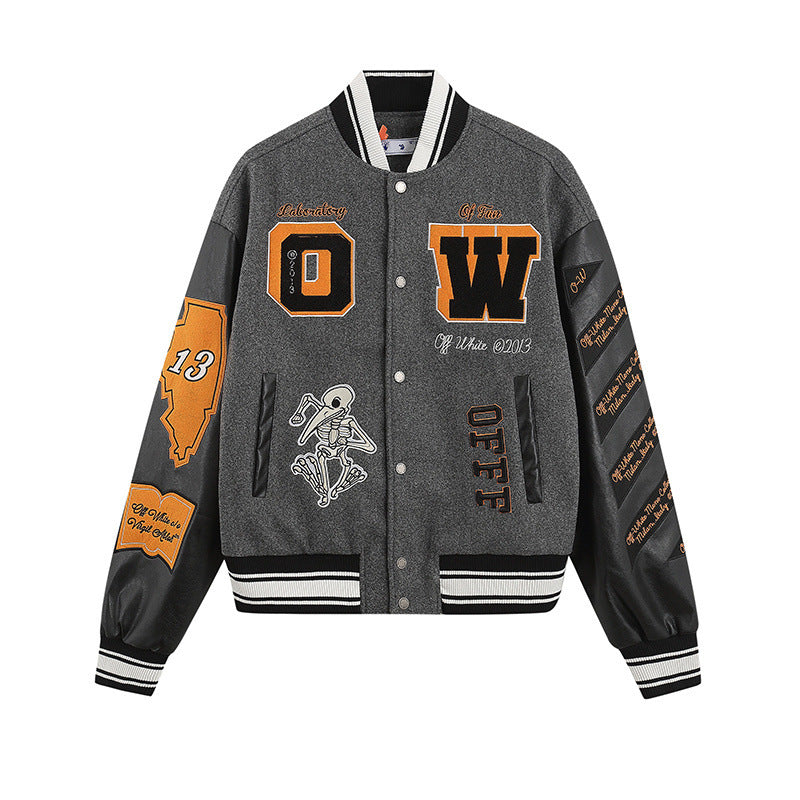 Embroidered Varsity Jacket Light Luxury Station