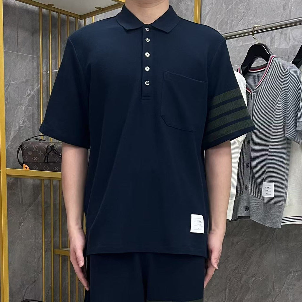 Men's Honeycomb Piqu¨¦ Lapel T-Shirt THOM TREND